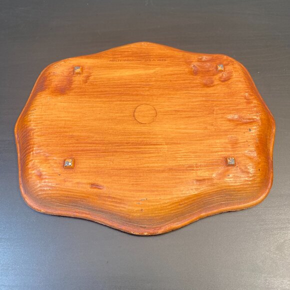Vintage Faux Wood Tray, Four Seasons Plate, 12”X10” 1959 USA, Flower Raised Holl - Picture 7 of 10